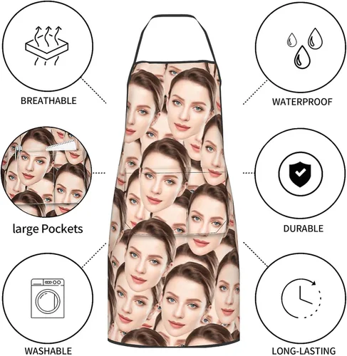 Vista 3 de Delantales personalizados para hombres y mujeres, delantales divertidos personalizados, regalo de cumpleaños de Navidad para papá de hija e hijo