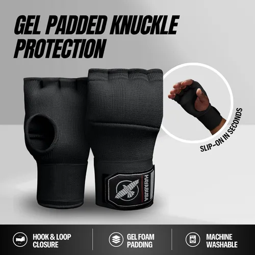Vista 2 de Hayabusa Guantes de mano de gel rápido para boxeo Negro