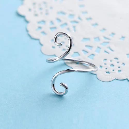Vista 3 de DAOCHONG Anillo Abierto Ajustable Envolvente de Plata Esterlina S925 para Mujer Sencillo