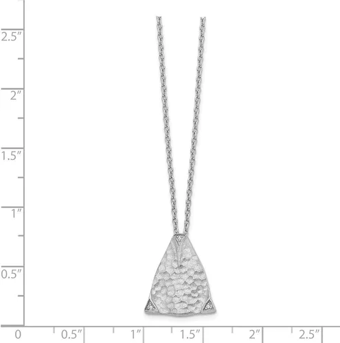 Vista 2 de Collar de diamantes triangulares martillados, plata chapada en rodio, 18-20 pulgadas, Gema, diamante blanco
