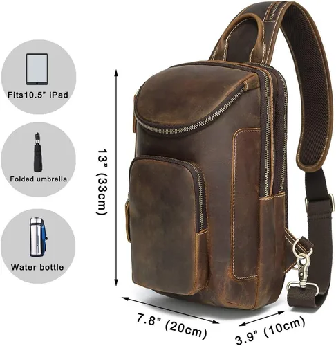 Vista 3 de LANNSYNE Bolso bandolera de cuero de grano completo vintage