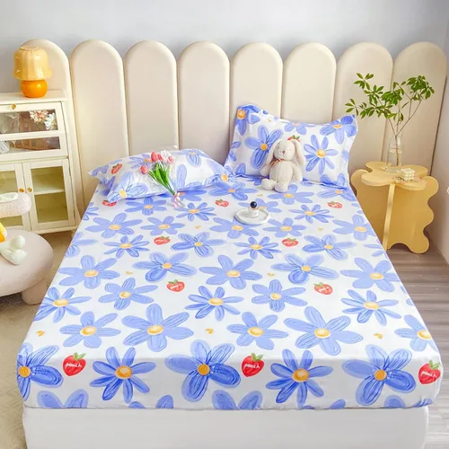 Vista 17 de Sábana bajera tamaño individual suave y acogedora, de algodón lavado, de algodón cepillado, para dormitorio de niños y niñas, funda de almohada