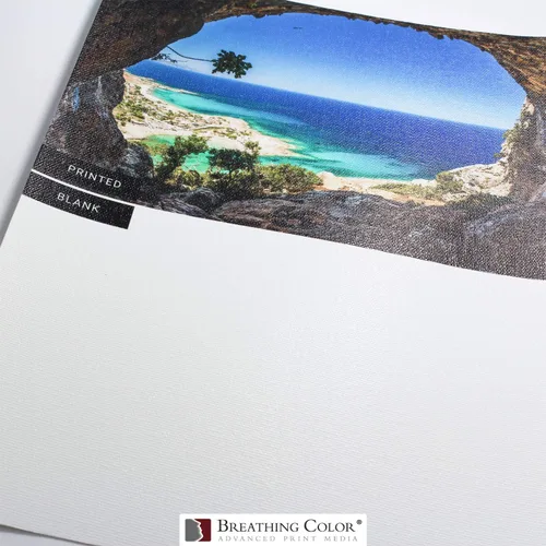 Vista 2 de Lienzo satinado cristalino, 21 mil, 440 gsm, blanco brillante, no requiere barnizado