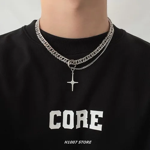 Vista 58 de Y2k - Collar irregular con dije de estrella, piedra de luna, diseño de cadena de moda, joyería de plata picante para mujer