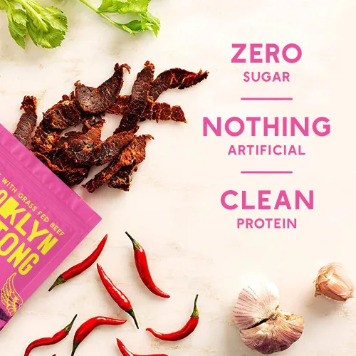 Vista 9 de Biltong Beef Jerky - Carne seca sazonada alimentada con pasto - Peri Peri de 2 onzas, paquete de 3