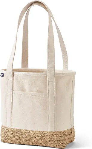Vista 37 de Lands' End Bolso de lona abierto Natural/Azul marino radiante