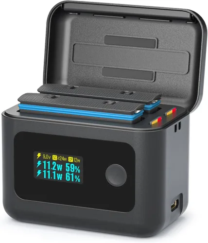 Vista 11 de X4 Baterías de aire (2 paquetes) con concentrador de carga rápida de 27 W, estuche de carga rápida dual con pantalla LCD, hub de cargador