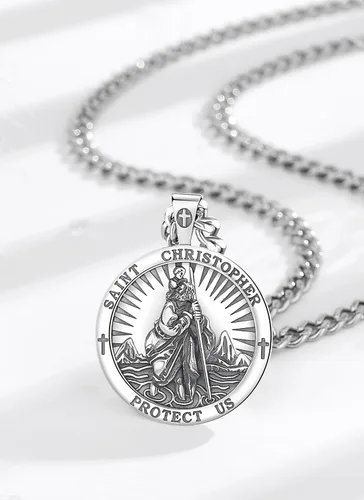 Vista 2 de CELESTIA Medallas de plata de ley 925 San MiguelSan CristóbalSan BenitoSan GabrielVirgen MaríaJesúsCaravacaMetatrónSello de los Siete Arcángeles