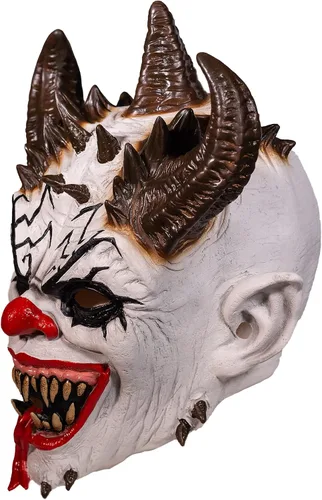 Vista 3 de Deja Boo Máscara de payaso aterrador, diseño único de máscara espeluznante de Halloween, disfraces faciales realistas de primera calidad