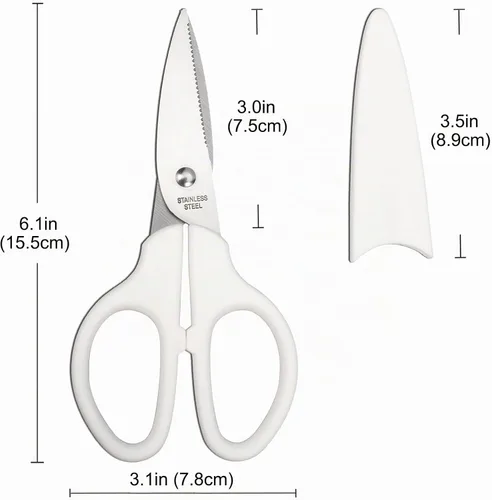 Vista 3 de YOUGUOM - Tijeras blancas de 6 pulgadas, multiusos, para oficina, escuela, manualidades, costura Comfort Grip, Stainless Blades, Left/Right Hand
