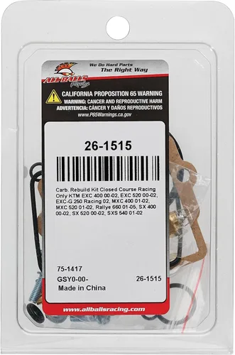 Vista 4 de All Balls Racing 26-1515 - Kit de carburador compatible con KTM 250 EXC Racing 4T 2002, 520 MXC Racing 2001-2002, 520 SX Racing 2000-2002, 540 SXS
