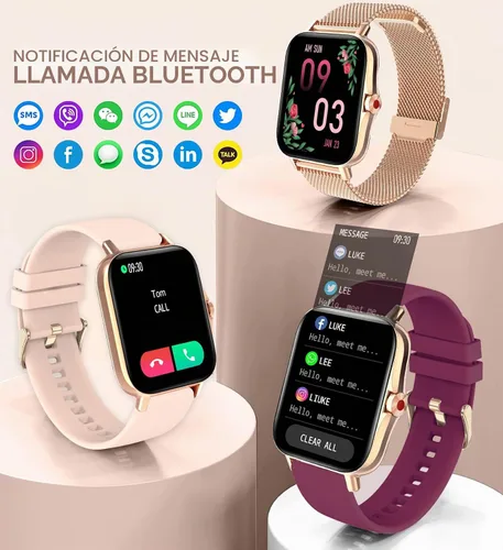 Vista 2 de Reloj inteligente para mujer (recepción de llamadas/marcación), reloj inteligente impermeable para teléfonos Android iOS de 1.7 pulgadas, pantalla