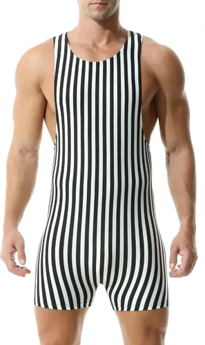 Vista 10 de QiaTi Boxers de lucha libre transpirable para hombre, overol de una pieza, leotardo básico para hombre
