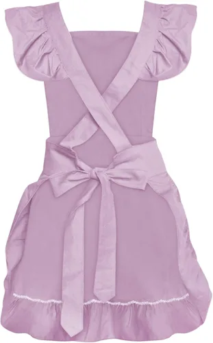 Vista 2 de Aspire delantal blanco para niñas jóvenes, estilo mucama francesa, para cocinar/Halloween, talla única , Blanco