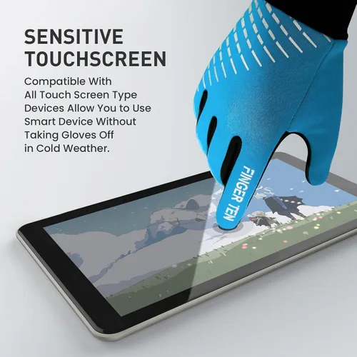 Vista 2 de FINGER TEN Guantes de invierno para pantalla táctil para niños y niñas, guantes térmicos para clima frío, guantes ligeros y cálidos para pantalla