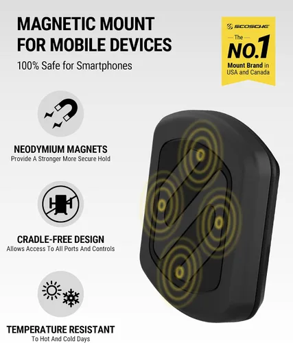 Vista 2 de Scosche MAGDM2 MagicMount - Soporte magnético de teléfono para salpicadero, cabezal magnético ajustable de 360°, soporte universal para teléfono