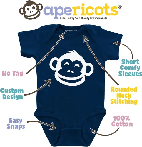 Vista 2 de Apericots Mameluco de manga corta para recién nacido, unisex, de algodón puro, suave, para bebé, talla 1 (0-18 meses)