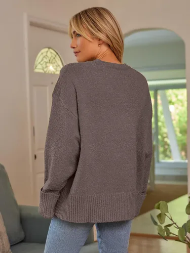 Vista 5 de LILLUSORY Women's Oversized Sweaters 2023 Fall Fuzzy Chunky Warm Pullover Sweater