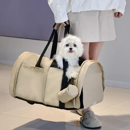 Vista 3 de Dog Backpack Carrier – Comfortable Travel Bag for Pets –Khaki