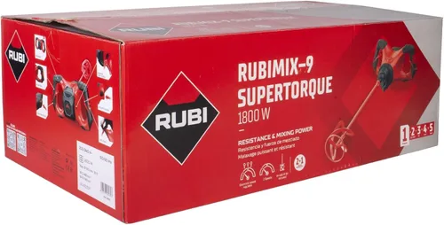 Vista 2 de RUBI Mezclador de mortero MIX-9 Supertorque con mandril Potente 1800 W Facilita la mezcla homogénea de los materiales y evita la creación