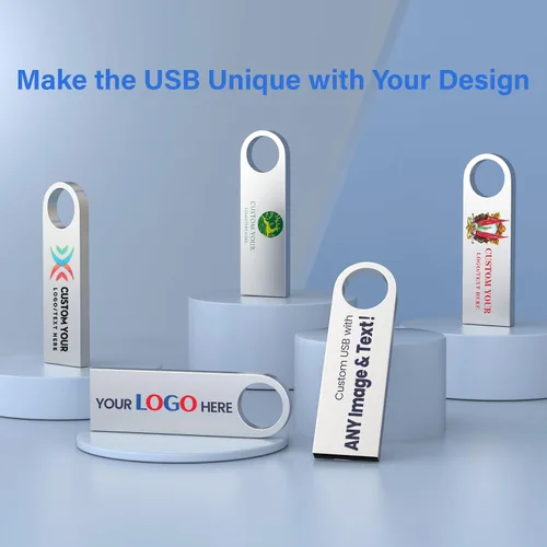 Vista 7 de Paquete de 20 unidades flash USB de metal personalizadas Wooolken Pen Drive 2.0 con patrón de texto grabado de la empresa o logotipo personalizado