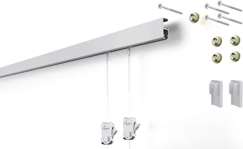 Vista 11 de STAS Cliprail Pro - Juego de sistema para colgar fotos, color negro, cubre 4.92 pies de espacio de pared, riel de fotos resistente y kit de galería