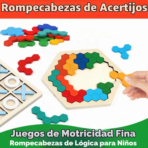 Vista 5 de Paquete de 2 rompecabezas de madera para cerebro Montessori Bloques Tangram