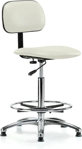 Vista 59 de Perch - Silla de laboratorio cromada con respaldo ajustable, altura del escritorio de 17 a 22 pulgadas, tela negra