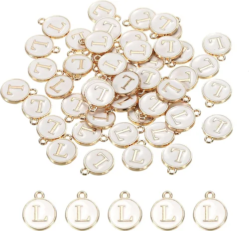 Vista 14 de MECCANIXITY Dije de Letras del Alfabeto de Doble Cara, para Hacer Collar, Pulsera, Pendientes, Joyería