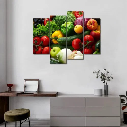 Vista 3 de Las diversas verduras coloridas de la pintura del arte de la pared de las imágenes imprimen en la comida de la lona la imagen para la decoración