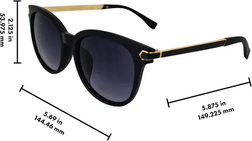 Vista 6 de AlterImage Allure Fashion - Gafas de sol retro para mujer, montura negra, con patillas de metal de doble color y lentes degradadas ahumadas, negro