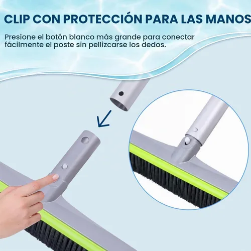 Vista 6 de Cabezal de cepillo de piscina para limpieza de paredes, cepillos de limpieza resistentes para piscinas enterradas/desmontables con cerdas fuertes