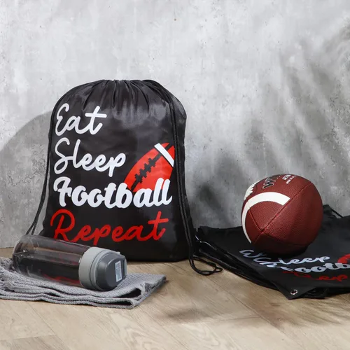 Vista 5 de Windyun 16 unidades de mochila con cordón de bola a granel, bolsas de cuerda ligeras para dibujar bolsas de cincha con cordón, Fútbol, Fútbol