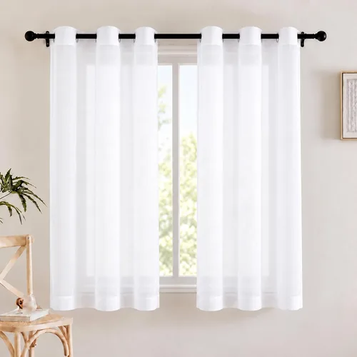 Vista 40 de Deconovo Cortinas traslúcidas filtrantes de luz de 96 in de largo para sala Beige/Flor de vid/Ojal