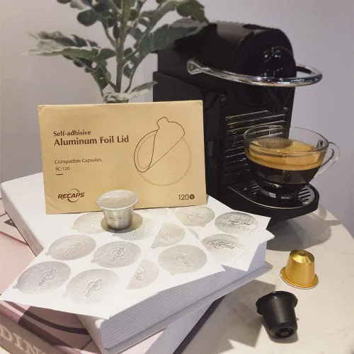 Vista 5 de RECAPS Sellos de aluminio compatibles con Nespresso OriginalLine 120 Pcs