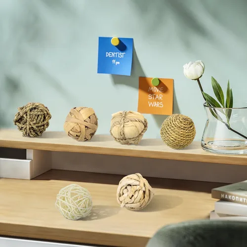 Vista 3 de Kesywale Juego de 6 bolas decorativas para rellenos de cuencos de centro de mesa, bolas de mimbre de ratán surtidas de 2.8 pulgadas, esferas