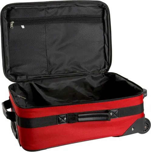 Vista 4 de Rockland juego de 4 piezas de valijas con ruedas y bolsas para viaje, Rojo), F32-RED