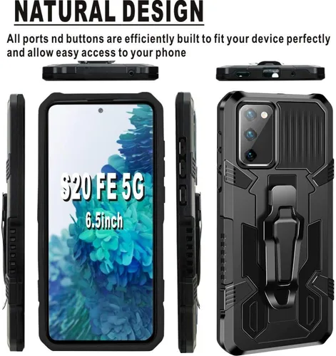 Vista 2 de Funda para Samsung Galaxy S20 FE/S20 FE 5G /S20 4G/S20 Lite 2020, con protector de pantalla HD de grado militar con clip para cinturón y funda