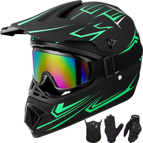 Vista 9 de Yesmotor - Casco de motocross para jóvenes, casco de motocicleta BMX, MX, cuatrimoto todoterreno, motocross, bicicleta de montaña, aprobado por