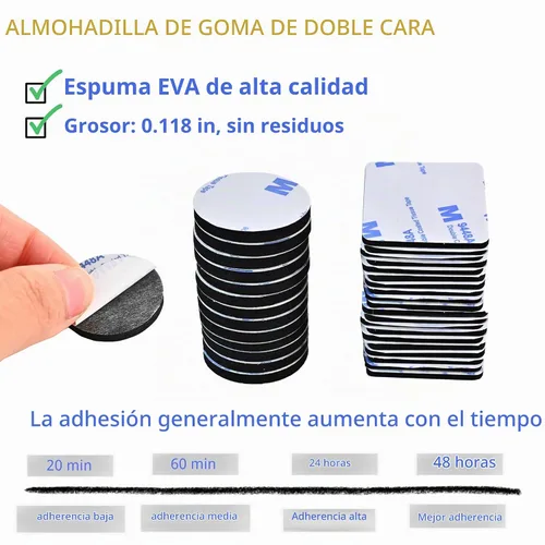 Vista 2 de Cinta de espuma de doble cara, cinta de montaje resistente, 56 piezas de cinta autoadhesiva de 0.118 pulgadas de grosor, almohadillas fuertes negras