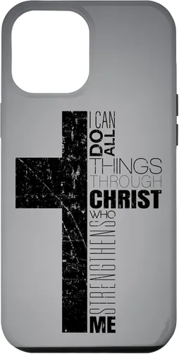 Vista 25 de iPhone XS Max Negro Cristiano Cruz Religiosa Biblia Verso Filipenses 4 13 Caso