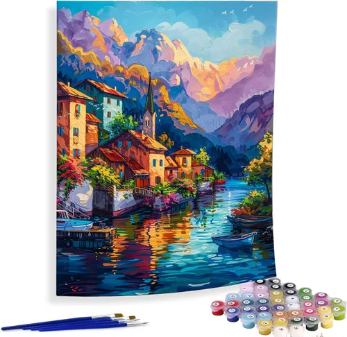 Vista 16 de Diymood Pintura por números para adultos, Navidad, pintura al óleo de muñeco de nieve, kits de pintura acrílica por números para niños, adultos