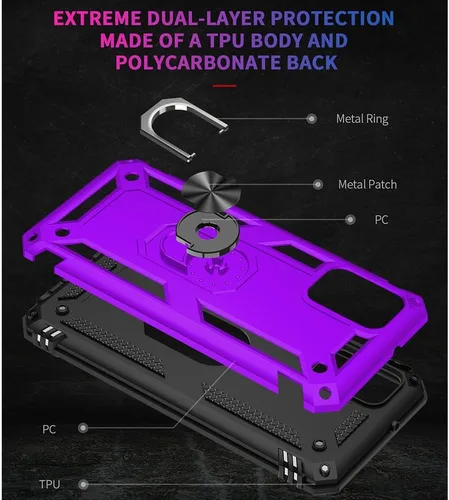 Vista 5 de Yiakeng Samsung A03S - Funda para Samsung Galaxy A03S con protector de pantalla HD, funda protectora de grado militar con anillo para Samsung Galaxy