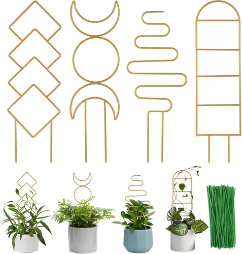 Vista 11 de Wellsign Enrejado de plantas de interior para plantas trepadoras, enrejado de metal de jardín pequeño de 16 pulgadas para plantas en macetas al aire