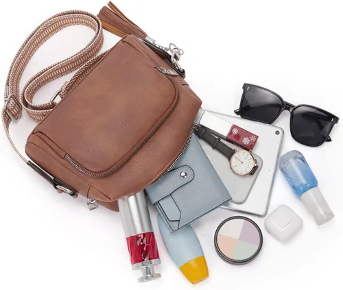 Vista 6 de CLUCI - Bolsas cruzadas para mujer, bolsas de hombro de cuero vegano, bolsas para mujer con correa ancha ajustable