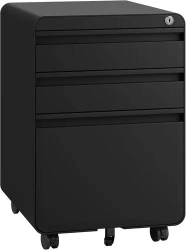 Vista 13 de Dripex Archivador de 3 cajones debajo del escritorio, carta/legal/A4, totalmente montado para oficina en casa, pequeños archivadores móviles cortos