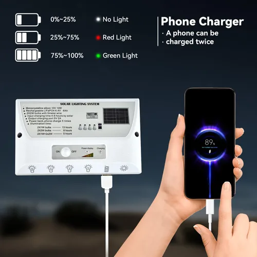 Vista 11 de Lámparas colgantes para interior y exterior con energía solar con 4 bombillas LED, cada una con un cable de 5m, impermeables, batería de 6000mAh
