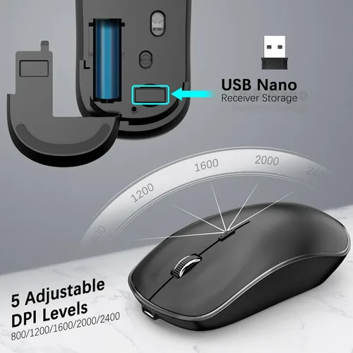 Vista 8 de JOYACCESS Combo de teclado y mouse inalámbrico, teclado inalámbrico ergonómico con soporte ajustable, conector tipo C y película impermeable