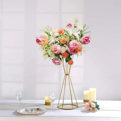Vista 17 de Efavormart - Jarrón de pedestal de acrílico resistente de 40 pulgadas con cuentas de cristal colgantes, soporte de pilar transparente, centros