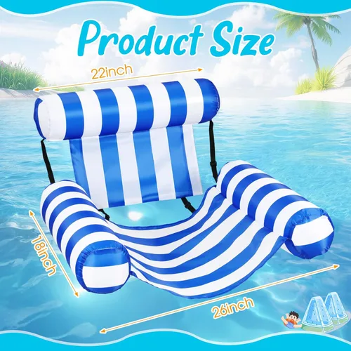 Vista 2 de VioraWhite Paquete de 2 sillas flotantes inflables de piscina para adultos, sillas flotantes para adultos, fideos de piscina para adultos, silla